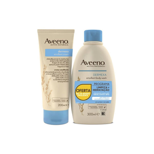 Dermexa Emollient Cream 200ml + Emollient Body Wash 300ml